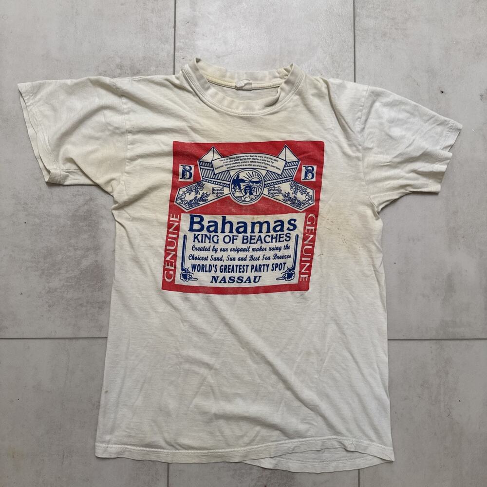 Vintage Bahamas King Of Beaches Tee Shirt Party Spot Genuine White Small
